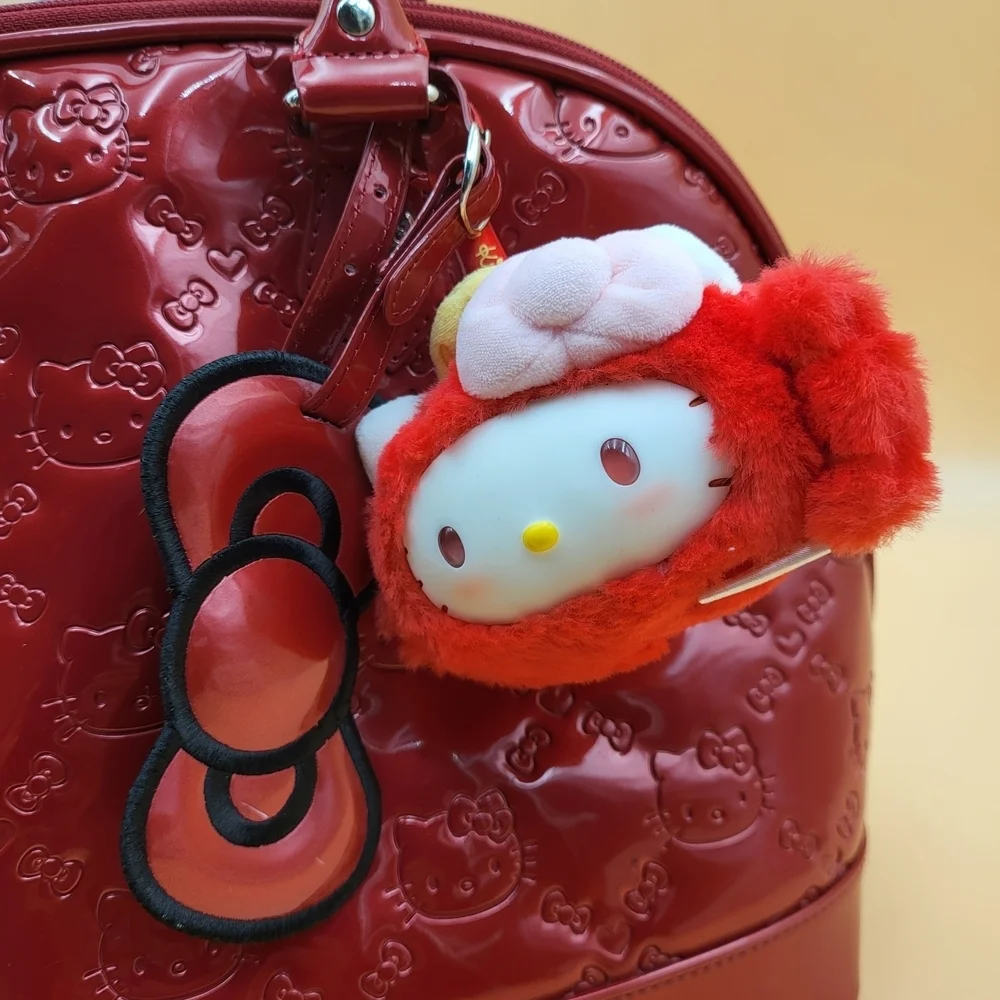 Hello Kitty Red Embossed Satchel with Character Charms..Original..GM size...